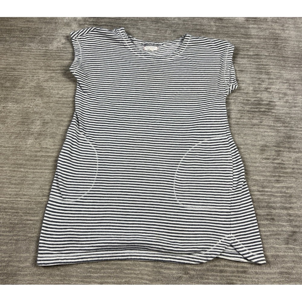 Max Studio‎ Weekend Dress Womens Large Blue White Striped Mini Cotton